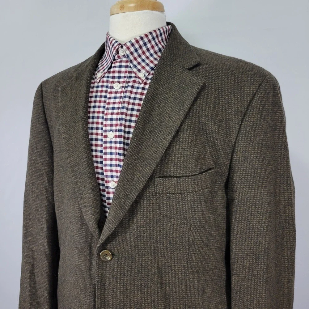 Stafford Men's Sport Coat Blazer Two Button Brown Wool Camel Nylon‎ BLend 42R